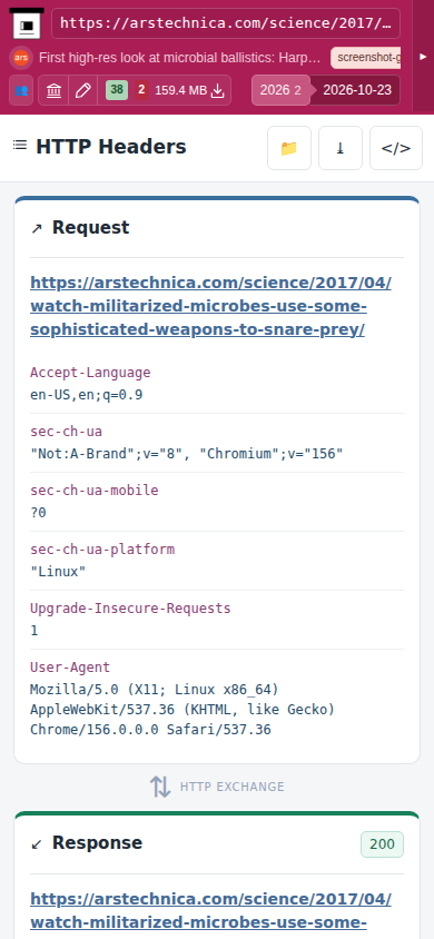 Snapshot View (headers) — mobile