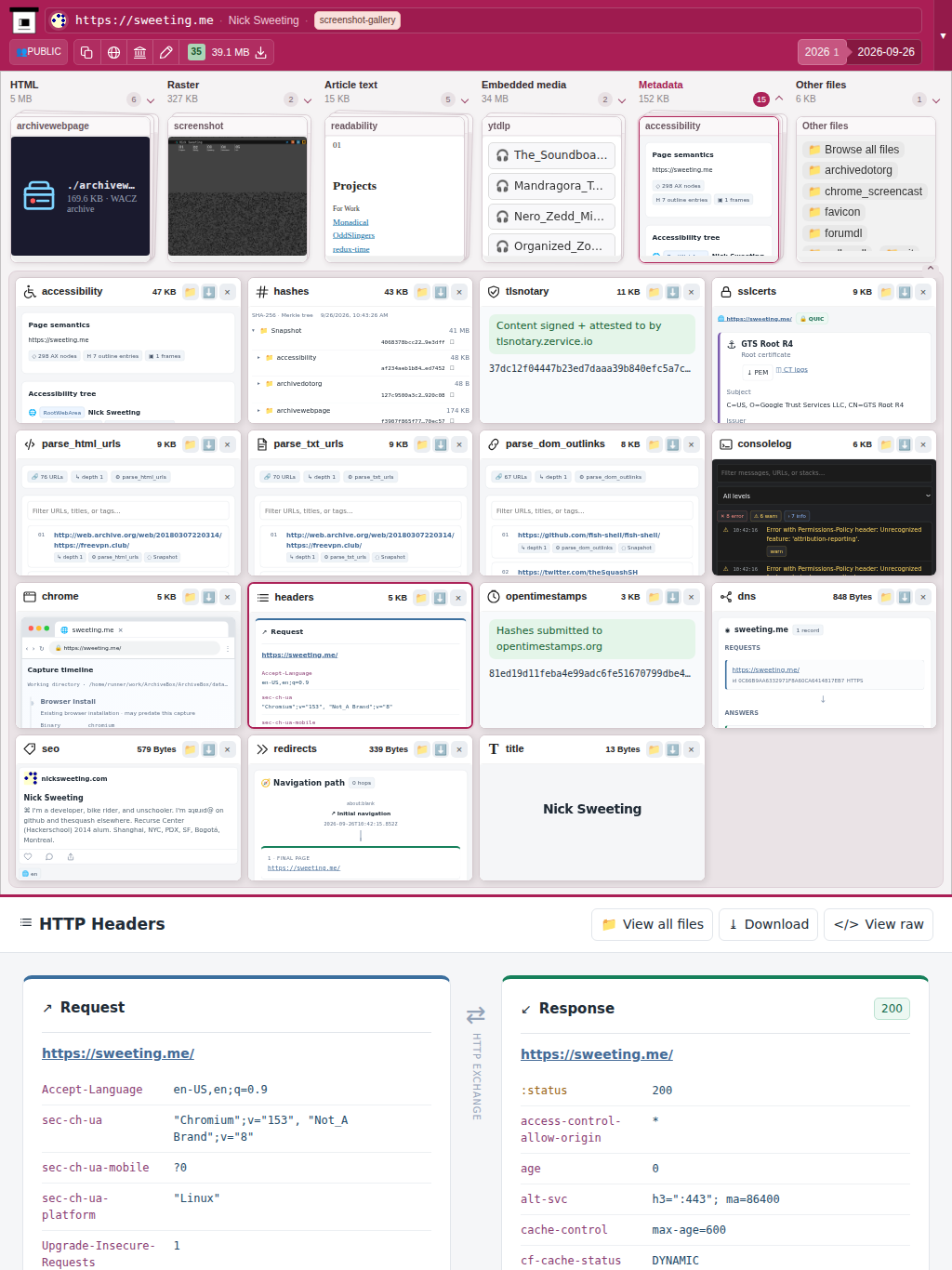 Snapshot View (headers) — tablet