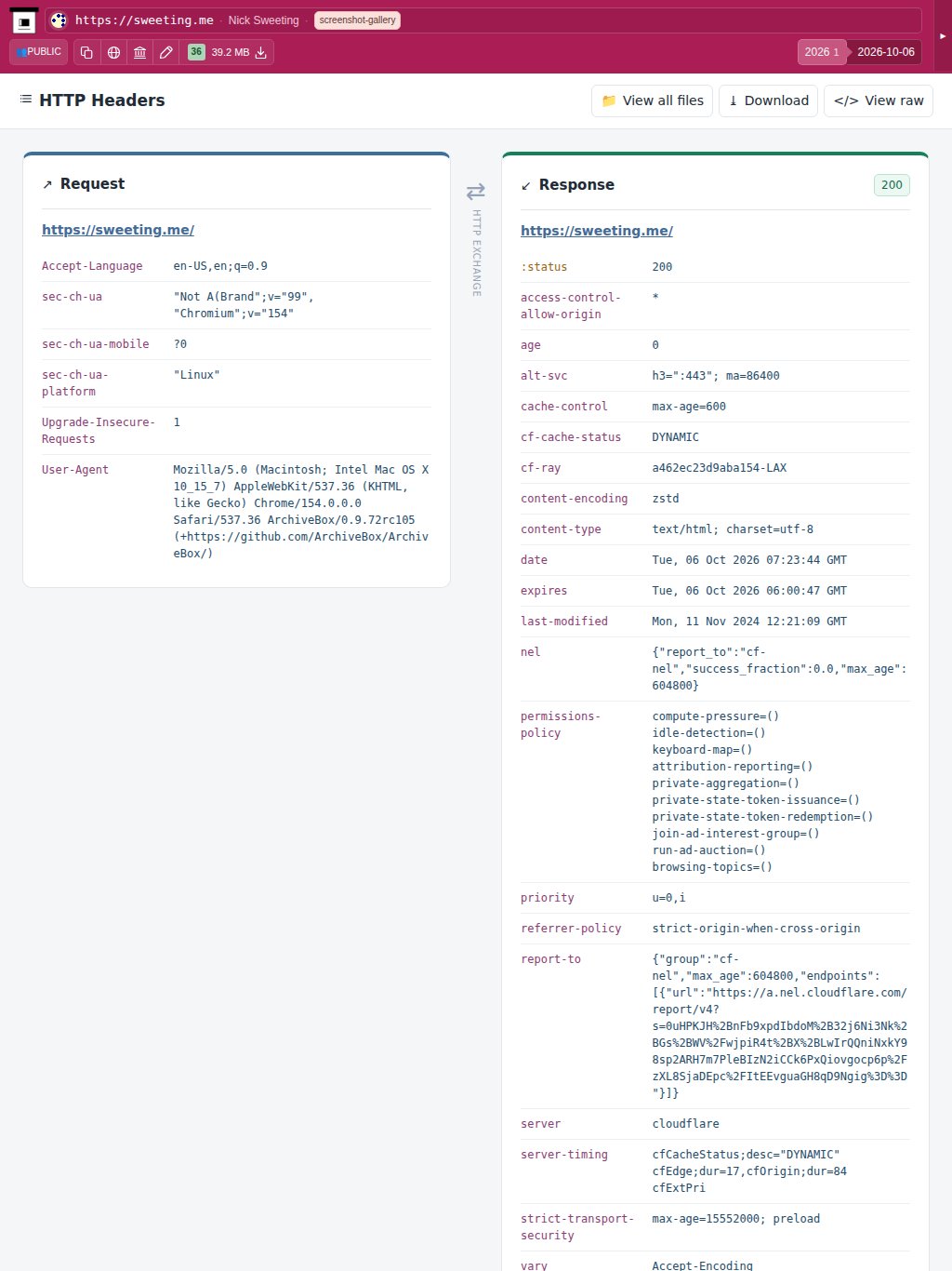 Snapshot View (headers) — tablet