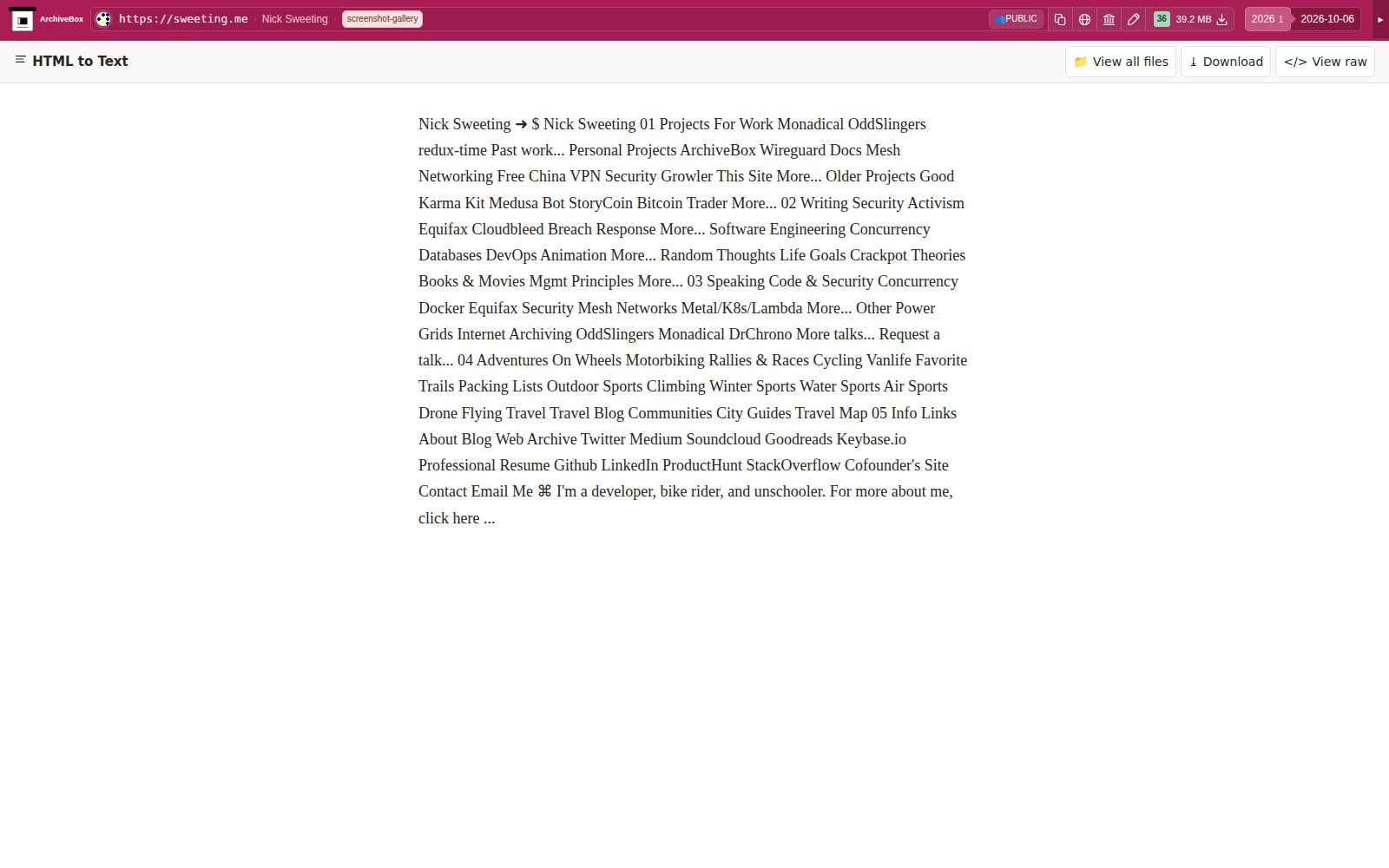 Snapshot View (htmltotext) — desktop