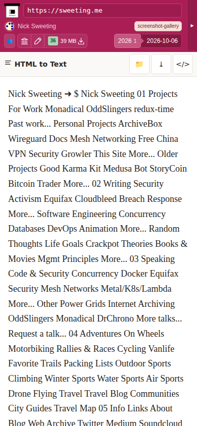 Snapshot View (htmltotext) — mobile