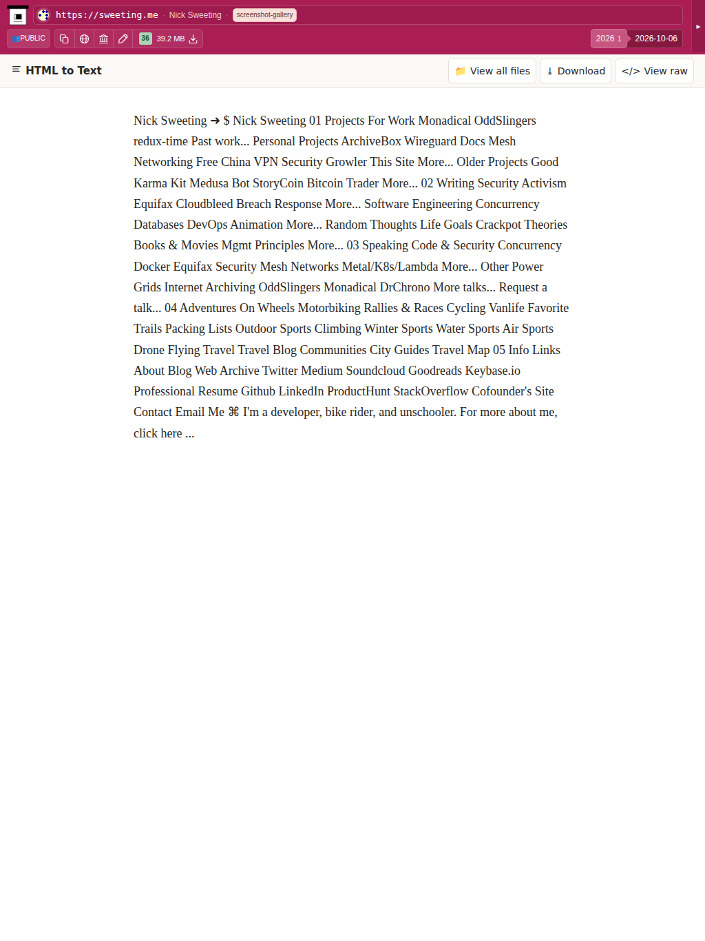 Snapshot View (htmltotext) — tablet