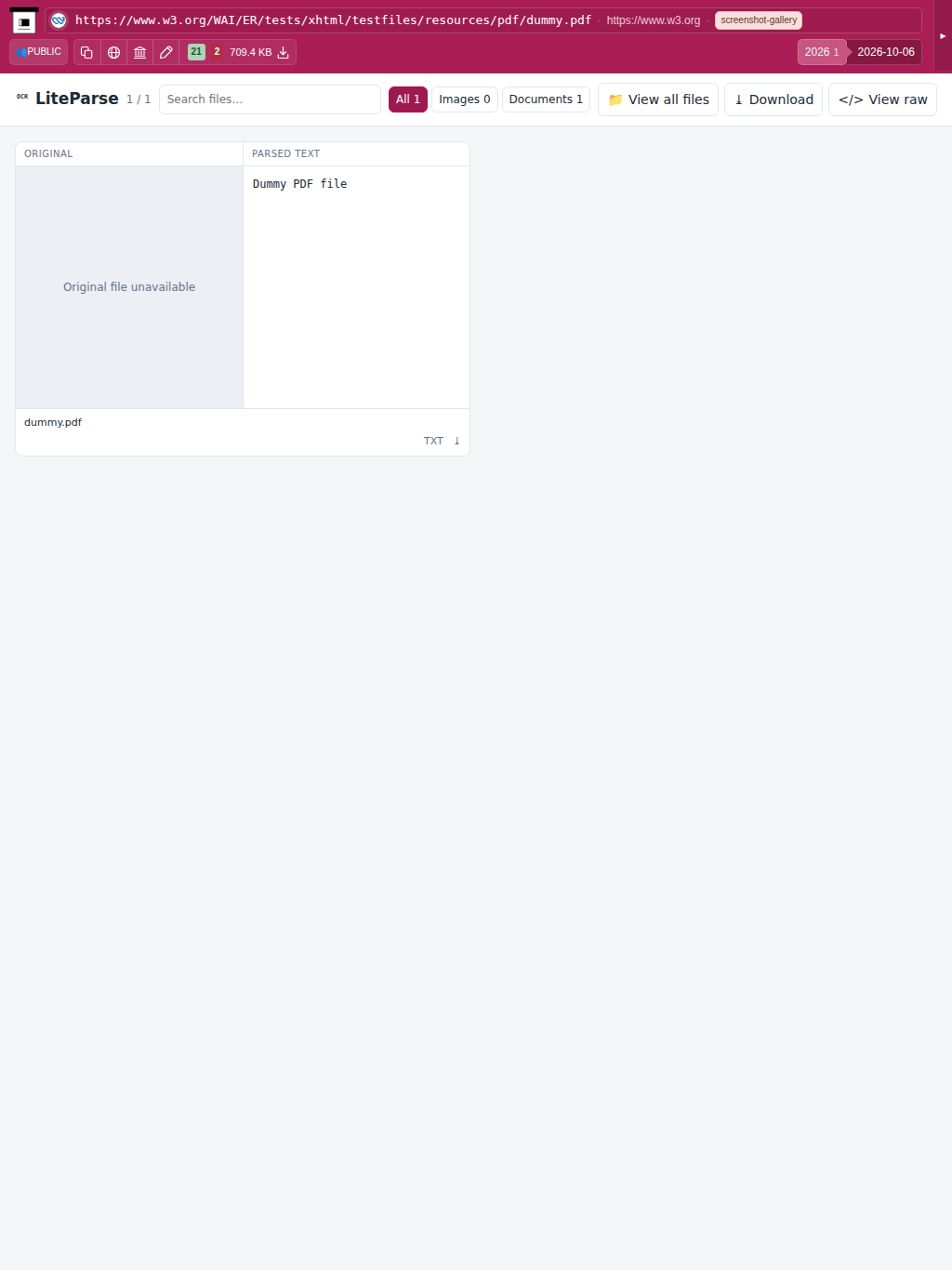 Snapshot View (liteparse) — tablet