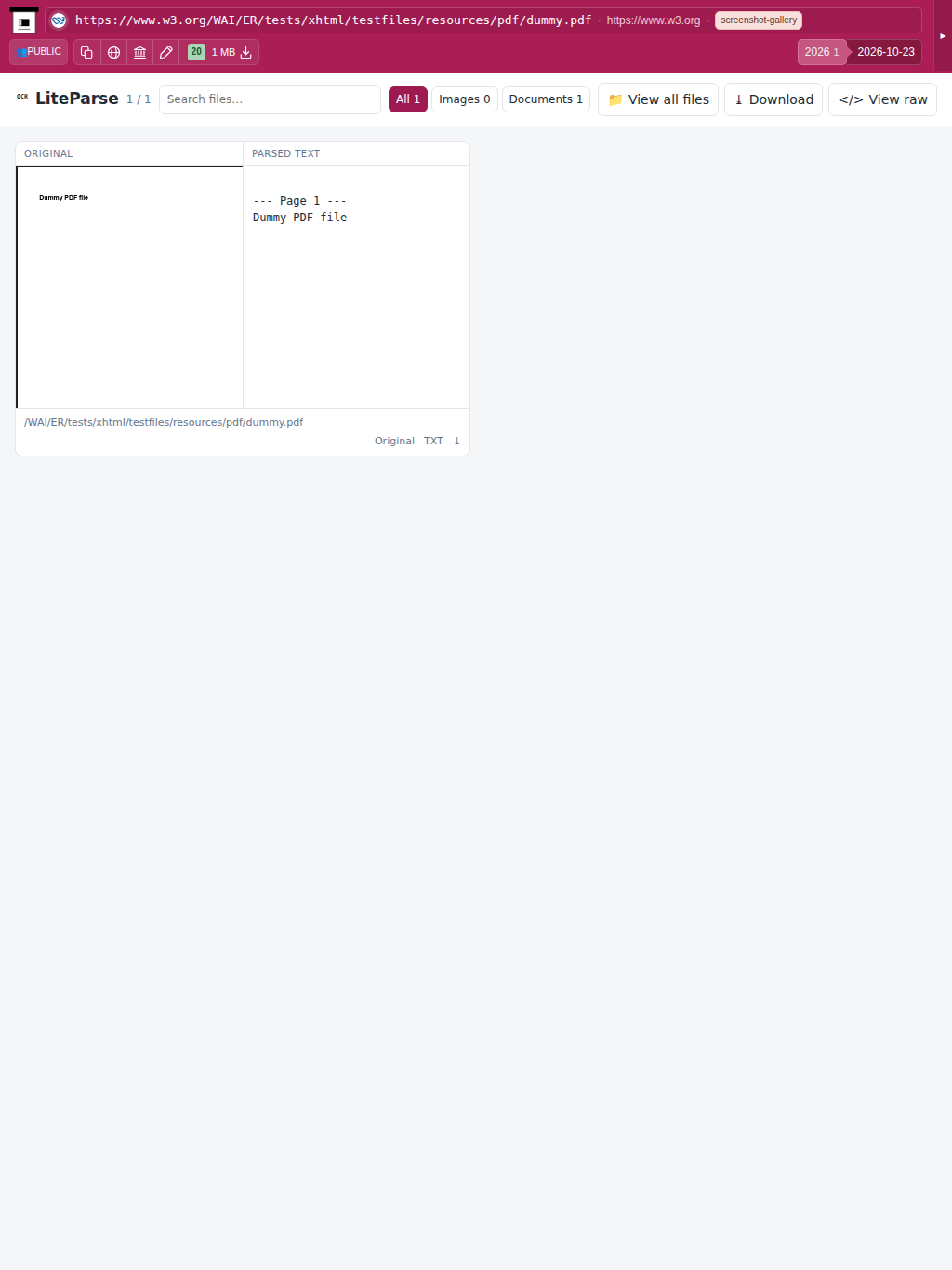 Snapshot View (liteparse) — tablet
