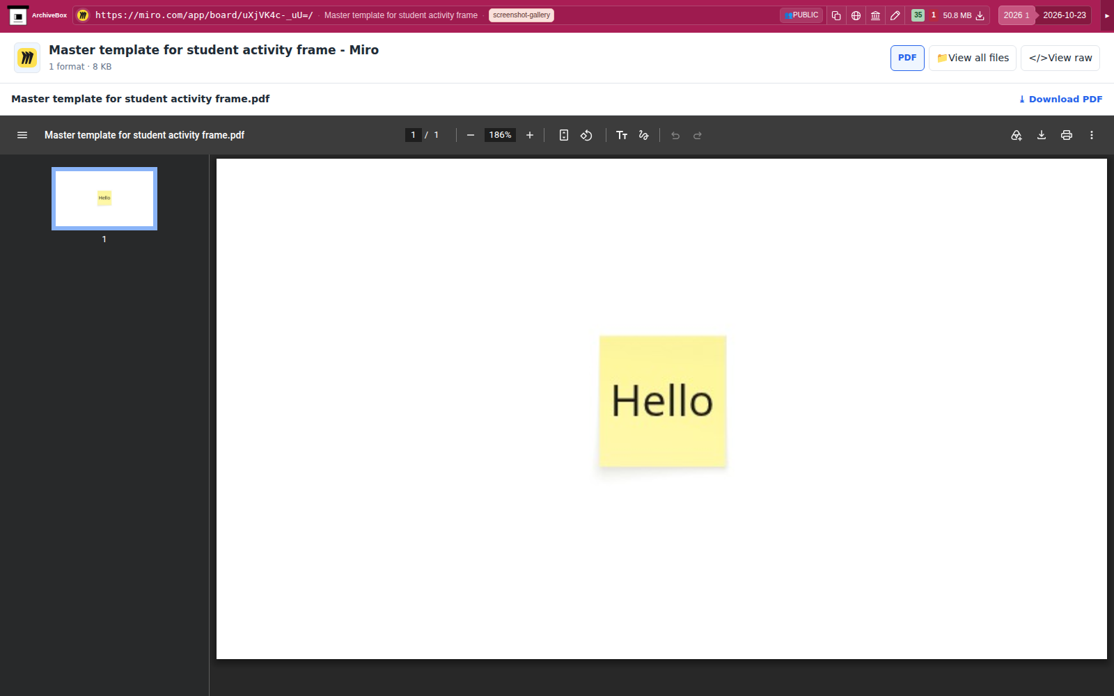 Snapshot View (miro) — desktop