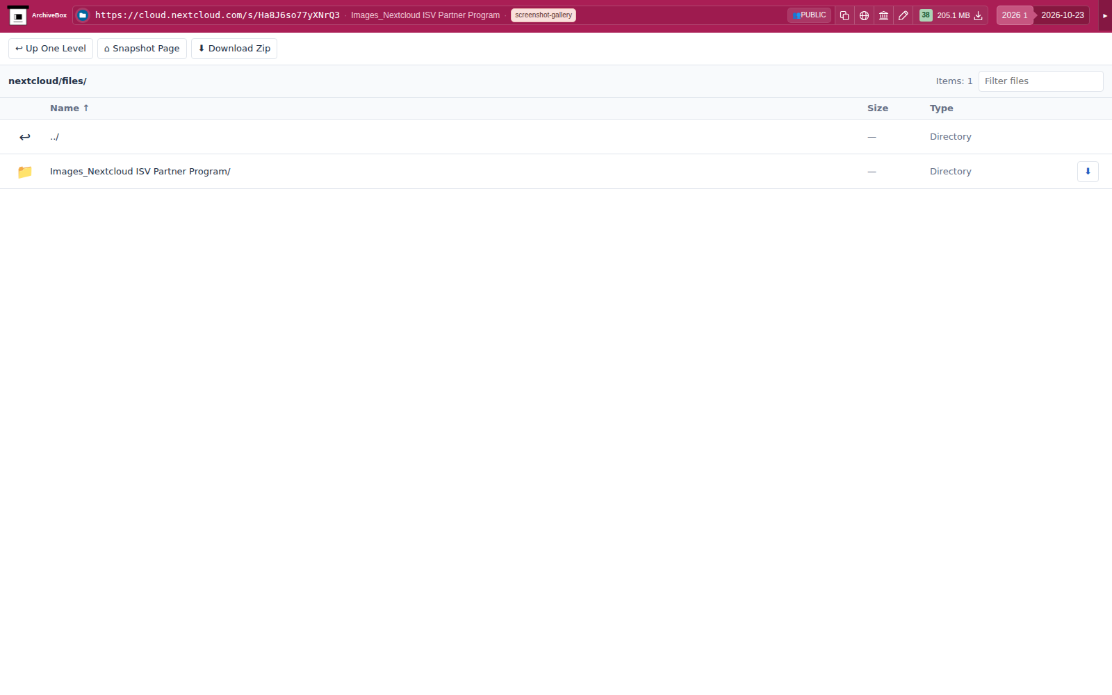 Snapshot View (nextcloud) — desktop