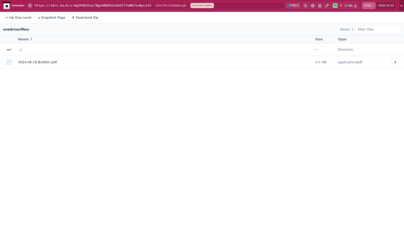 Snapshot View (onedrive) — desktop