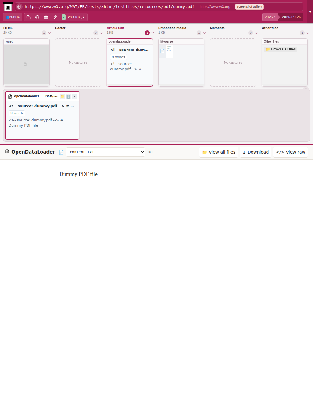 Snapshot View (opendataloader) — tablet