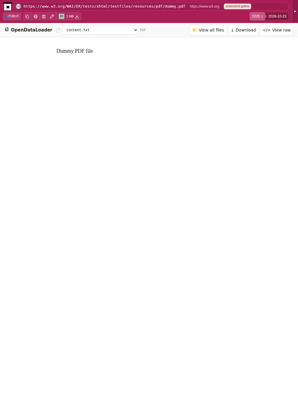 Snapshot View (opendataloader) — tablet
