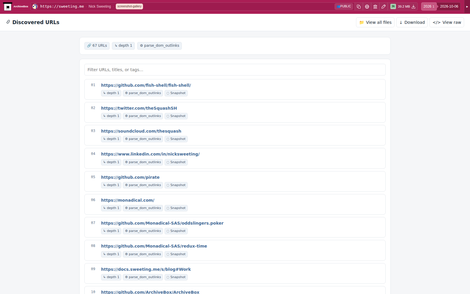 Snapshot View (parse_dom_outlinks) — desktop