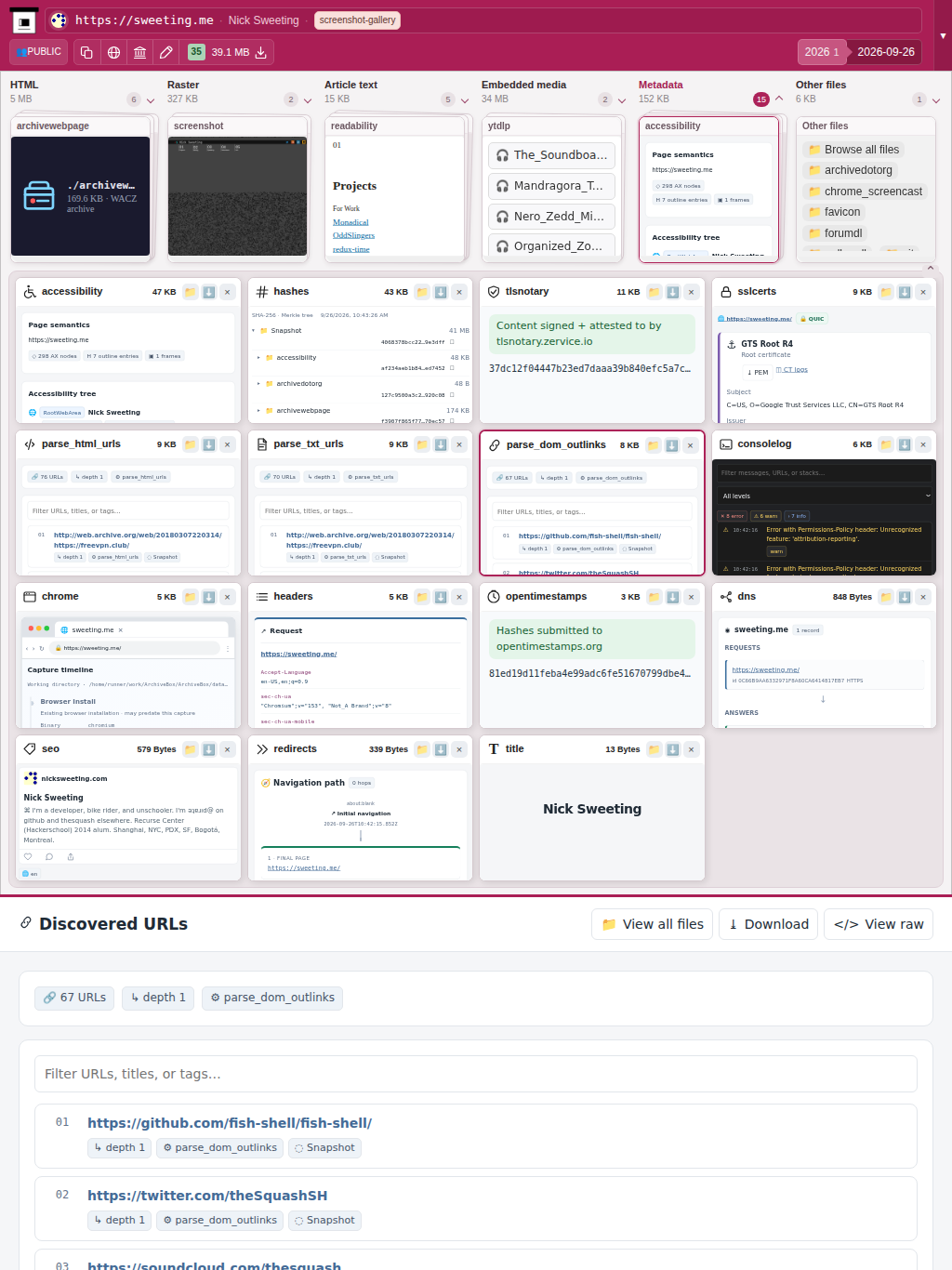 Snapshot View (parse_dom_outlinks) — tablet