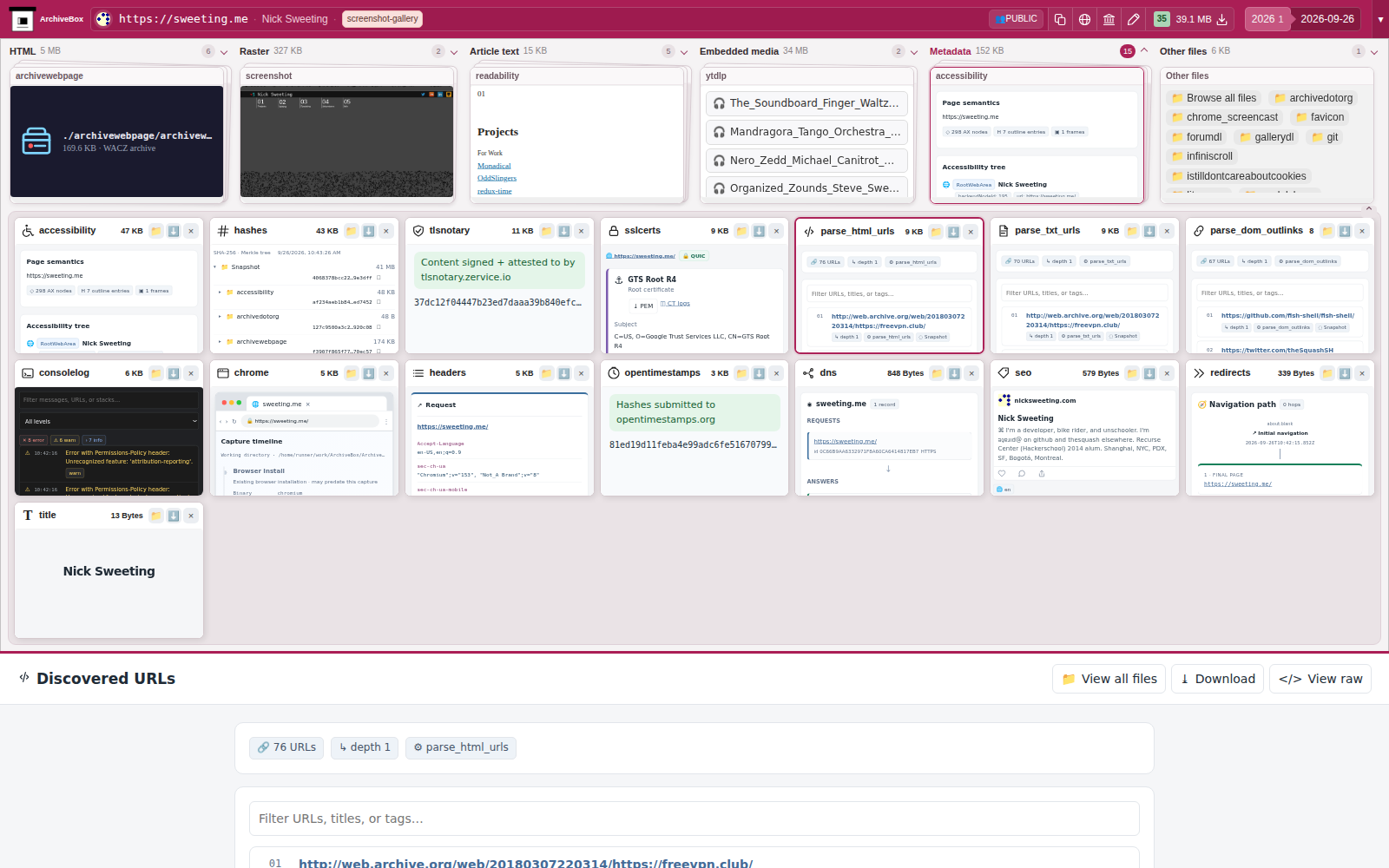Snapshot View (parse_html_urls) — desktop