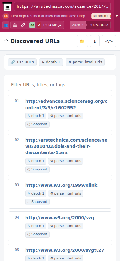 Snapshot View (parse_html_urls) — mobile