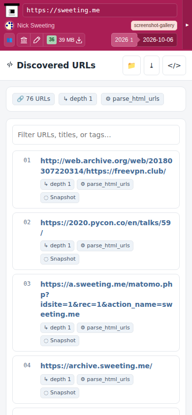 Snapshot View (parse_html_urls) — mobile