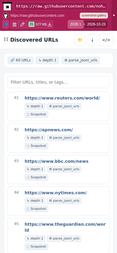 Snapshot View (parse_jsonl_urls) — mobile
