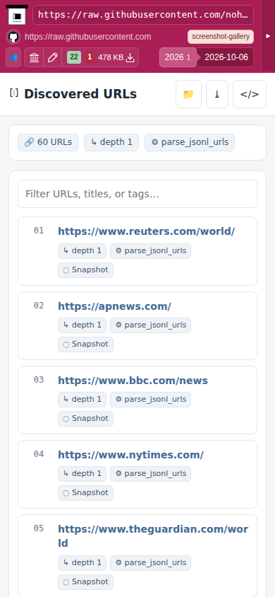 Snapshot View (parse_jsonl_urls) — mobile