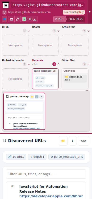Snapshot View (parse_netscape_urls) — mobile