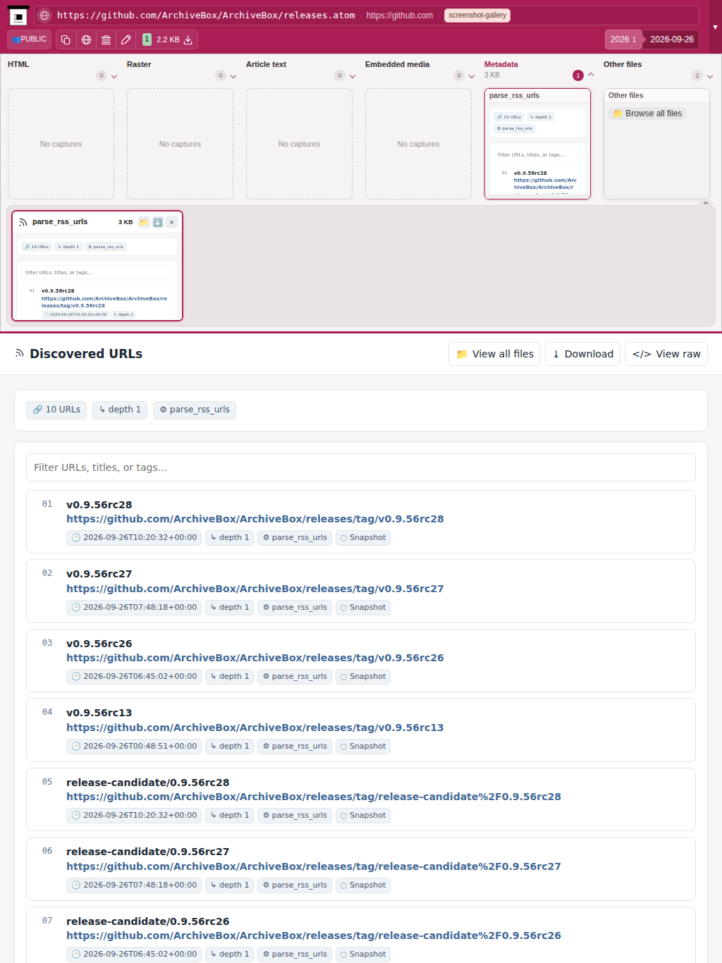Snapshot View (parse_rss_urls) — tablet