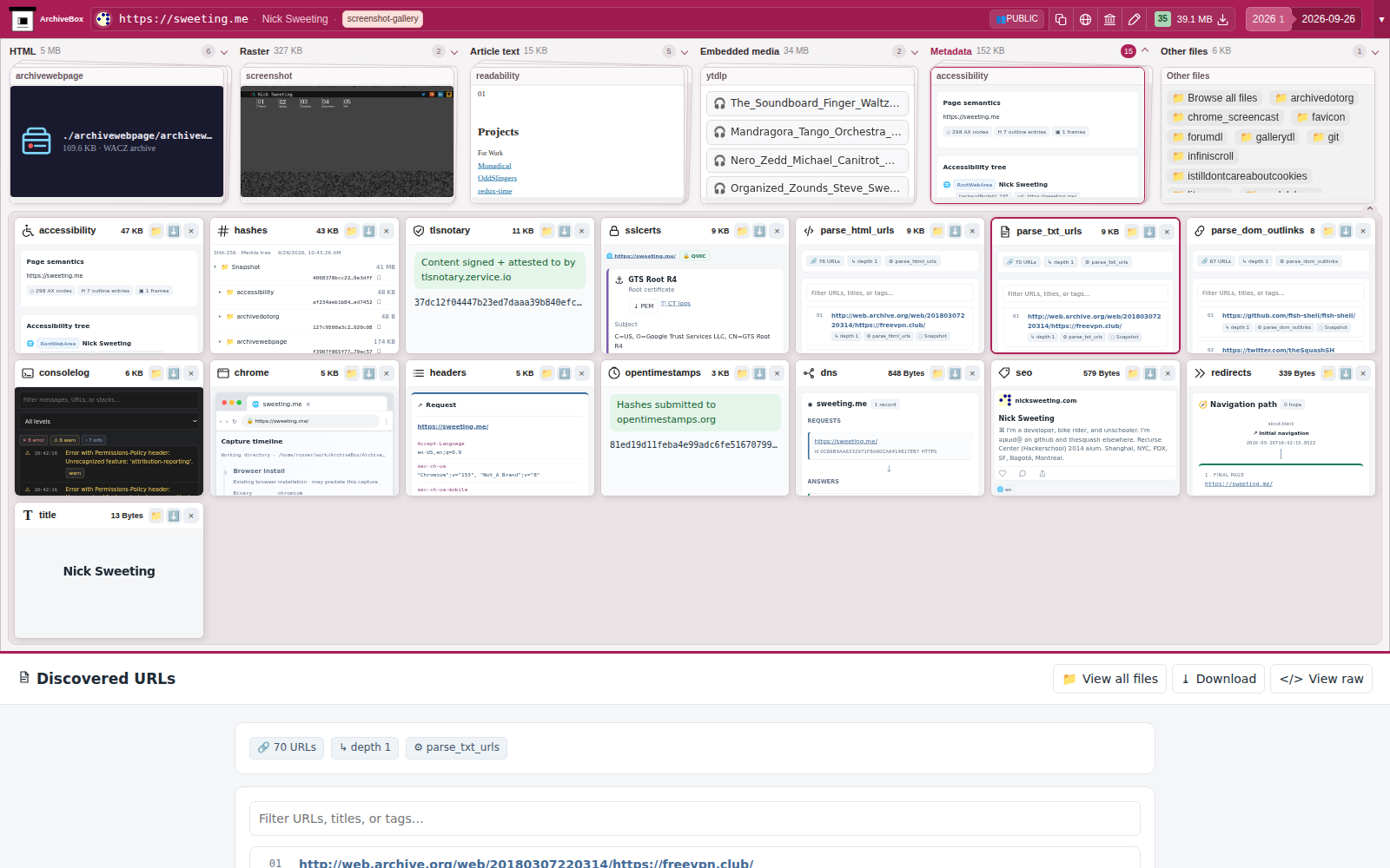 Snapshot View (parse_txt_urls) — desktop