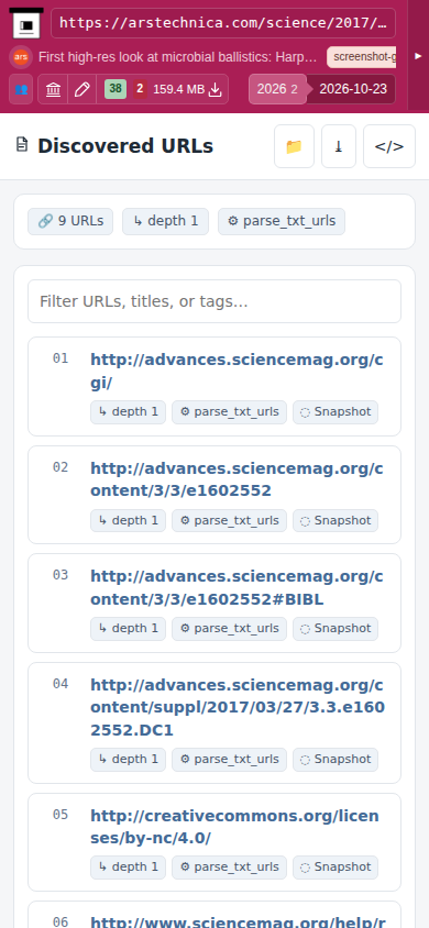 Snapshot View (parse_txt_urls) — mobile