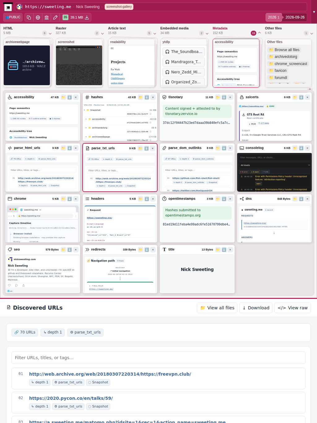 Snapshot View (parse_txt_urls) — tablet