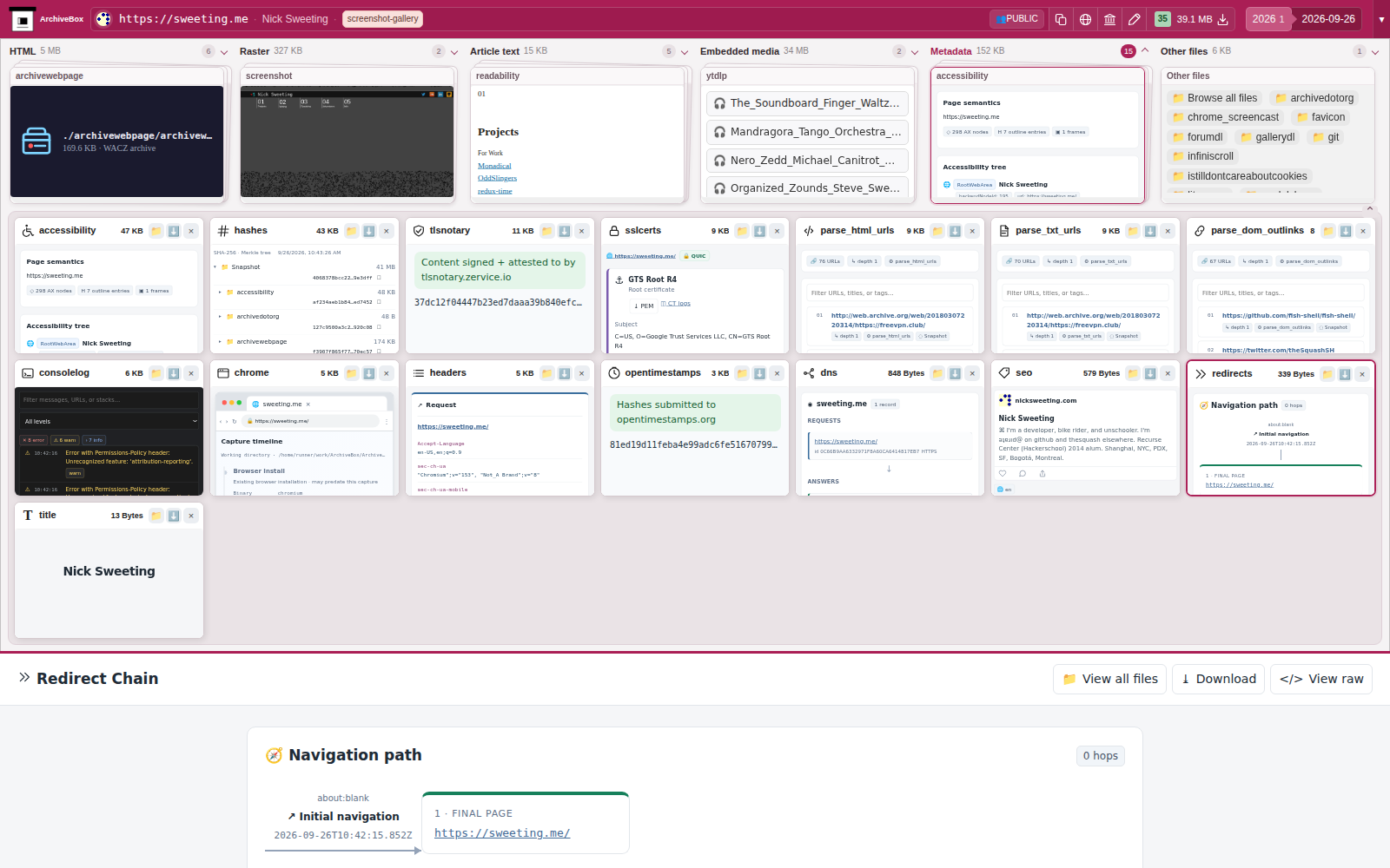 Snapshot View (redirects) — desktop