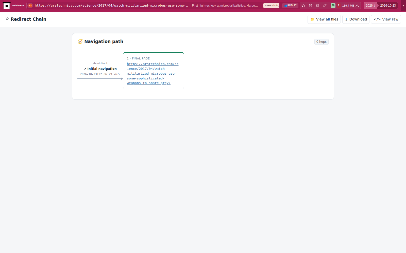 Snapshot View (redirects) — desktop