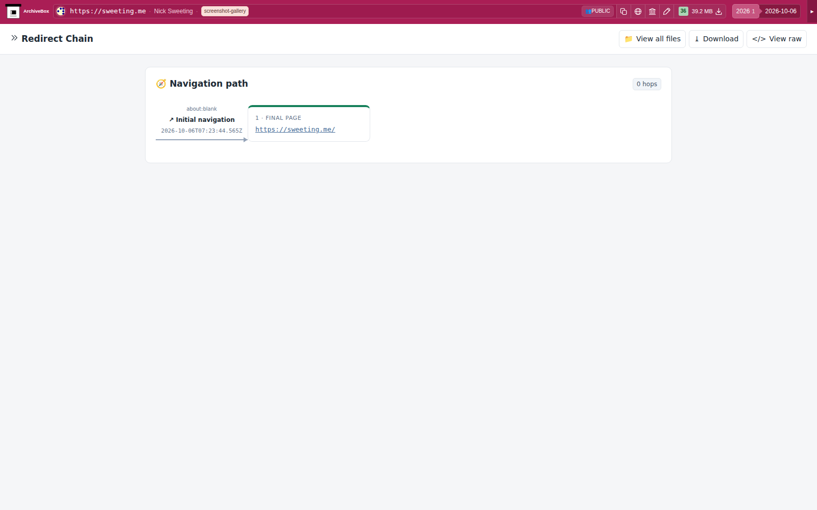 Snapshot View (redirects) — desktop