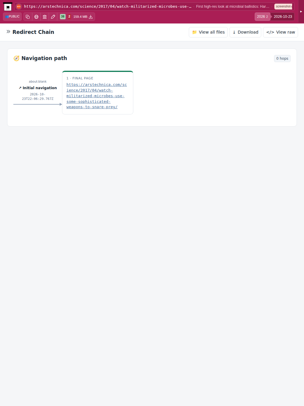 Snapshot View (redirects) — tablet