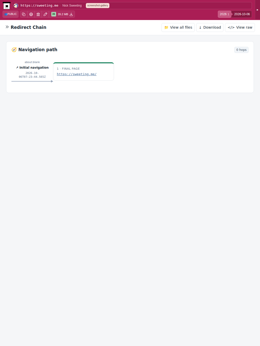 Snapshot View (redirects) — tablet