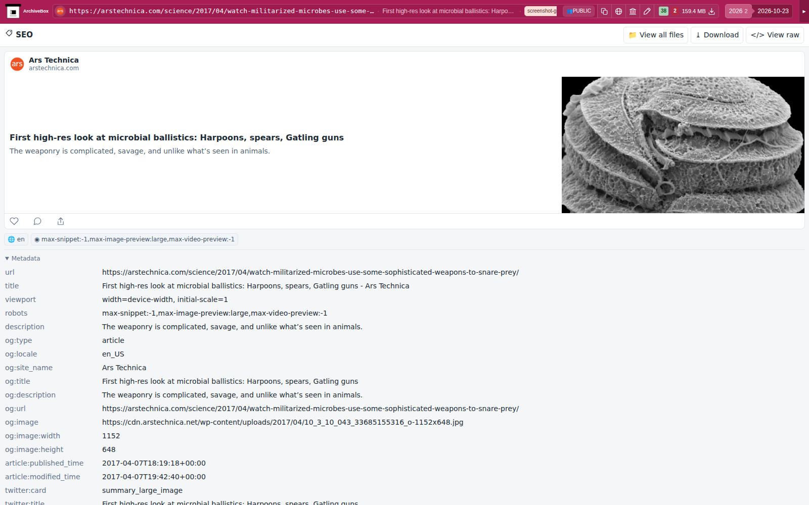 Snapshot View (seo) — desktop