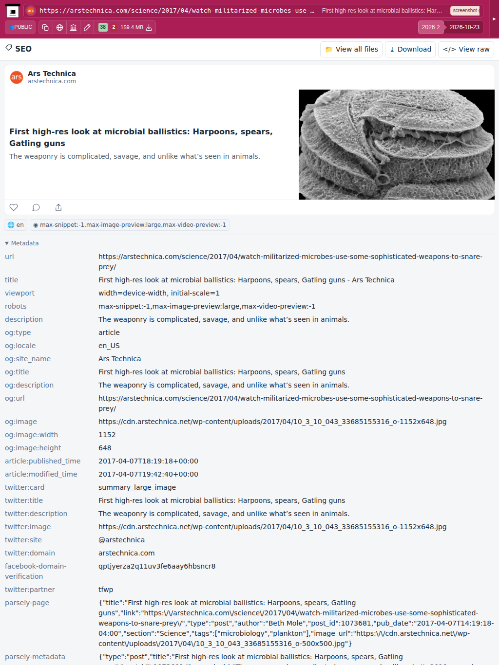 Snapshot View (seo) — tablet
