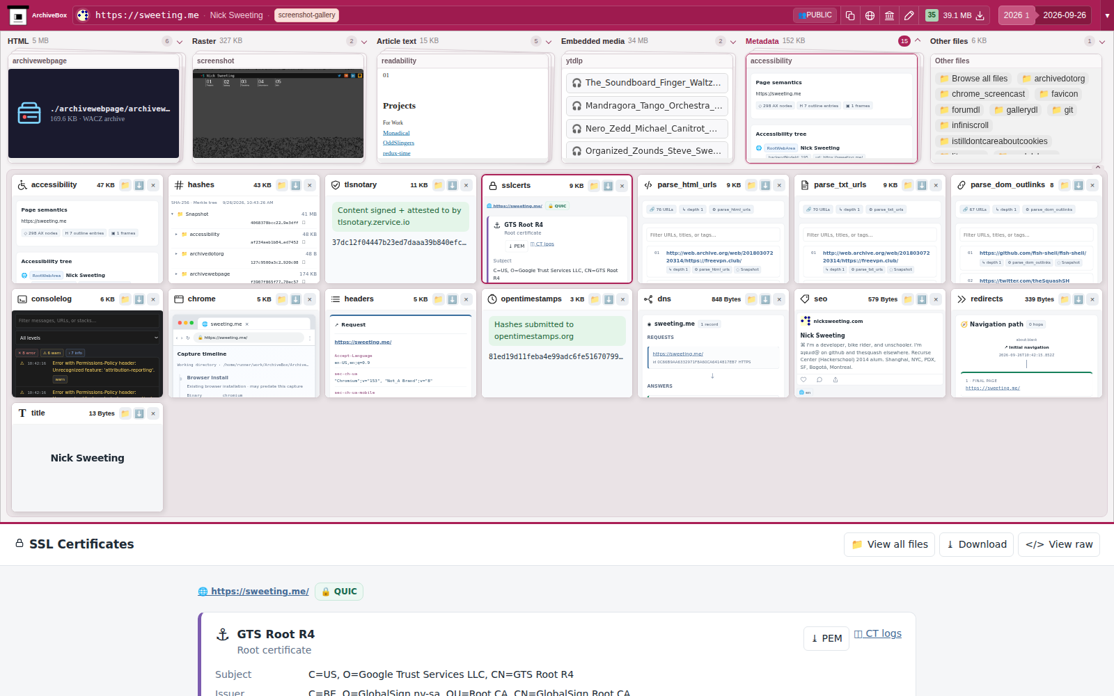 Snapshot View (sslcerts) — desktop