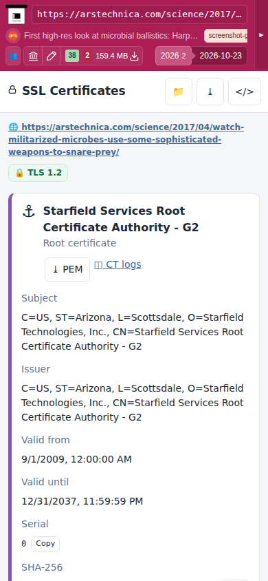 Snapshot View (sslcerts) — mobile
