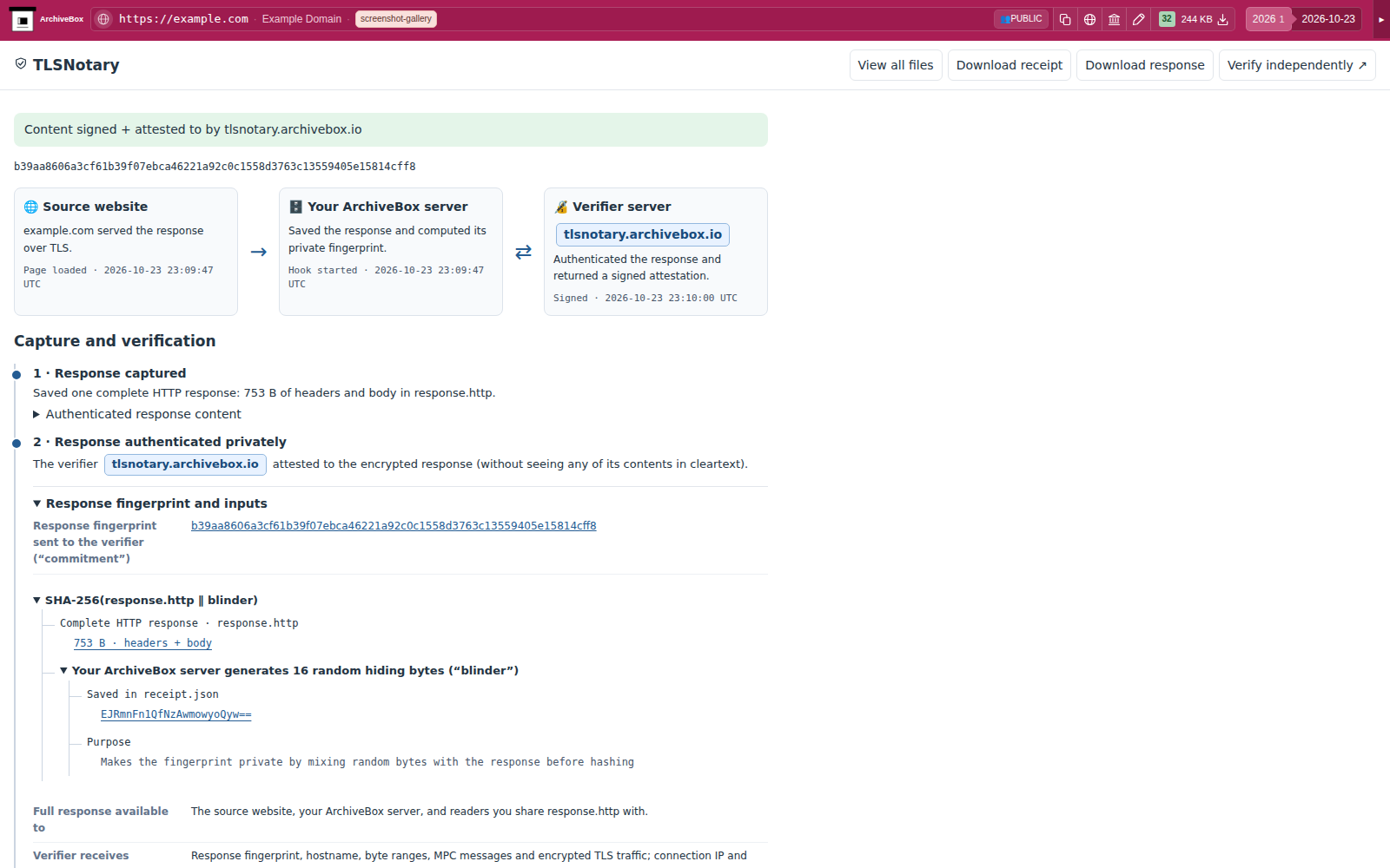 Snapshot View (tlsnotary) — desktop