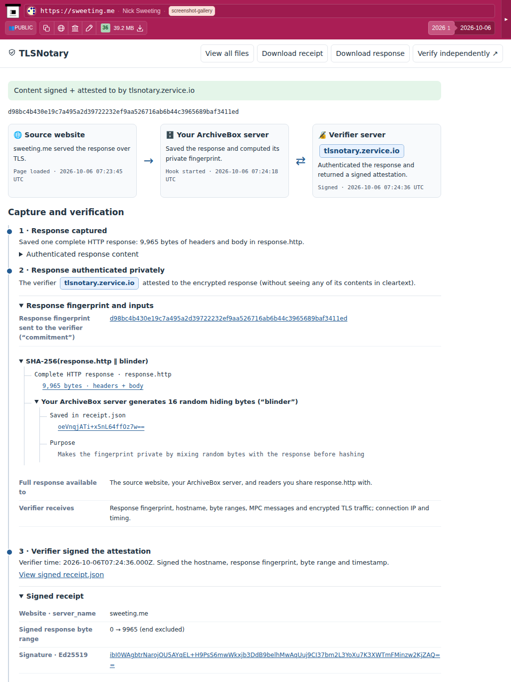 Snapshot View (tlsnotary) — tablet