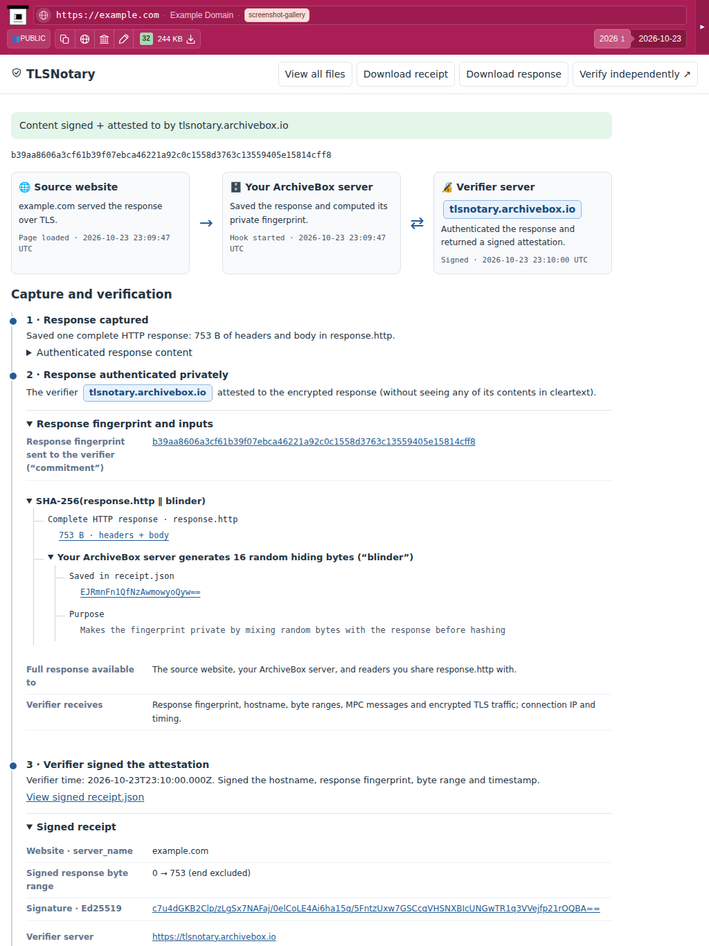 Snapshot View (tlsnotary) — tablet