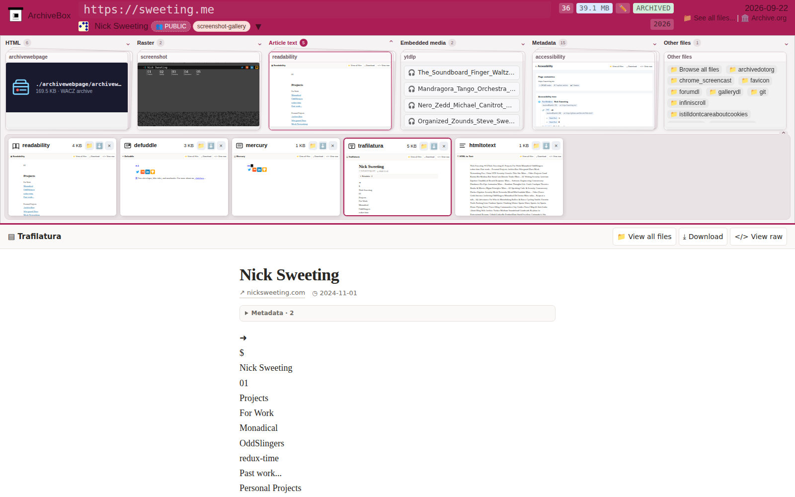 Snapshot View (trafilatura) — desktop