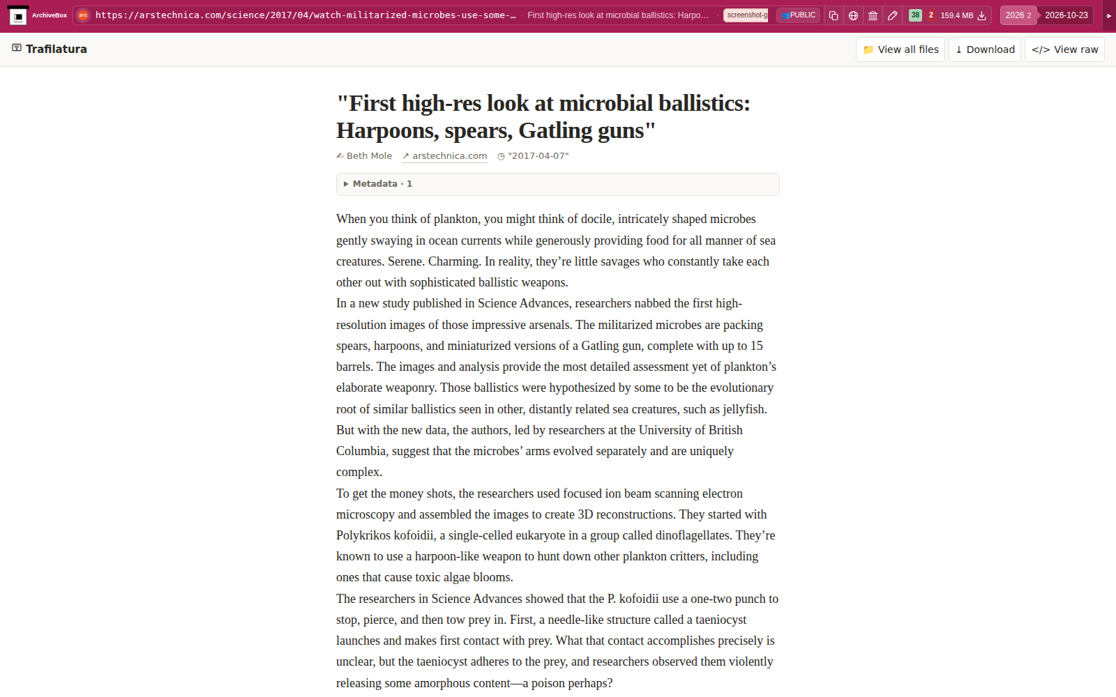 Snapshot View (trafilatura) — desktop