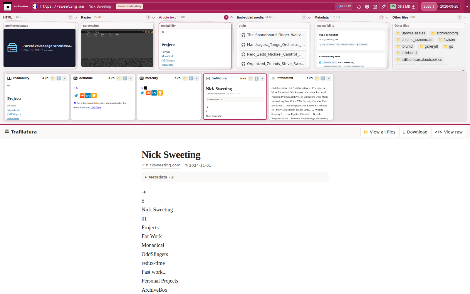 Snapshot View (trafilatura) — desktop