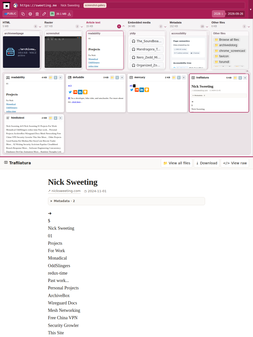 Snapshot View (trafilatura) — tablet
