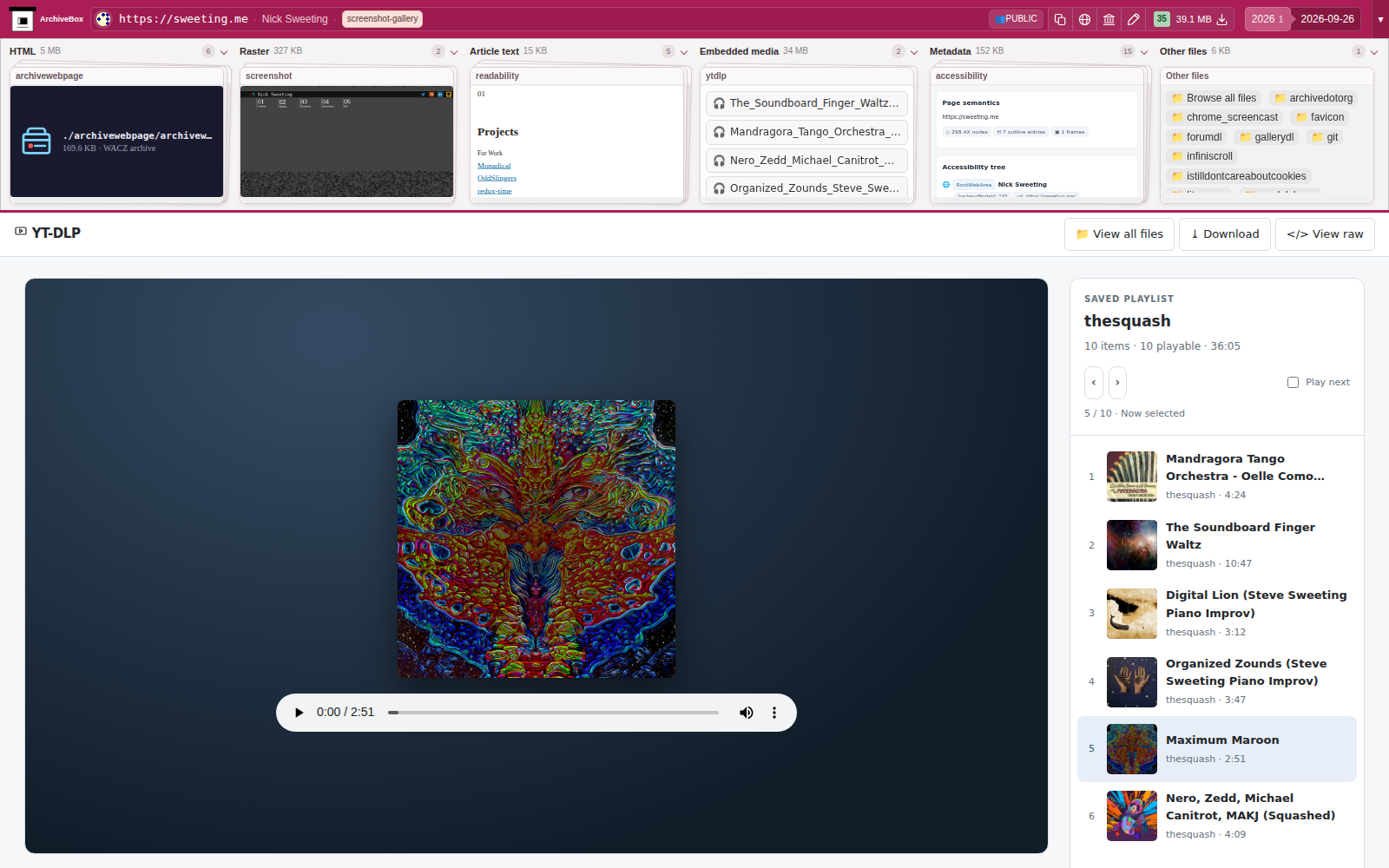 Snapshot View (ytdlp) — desktop