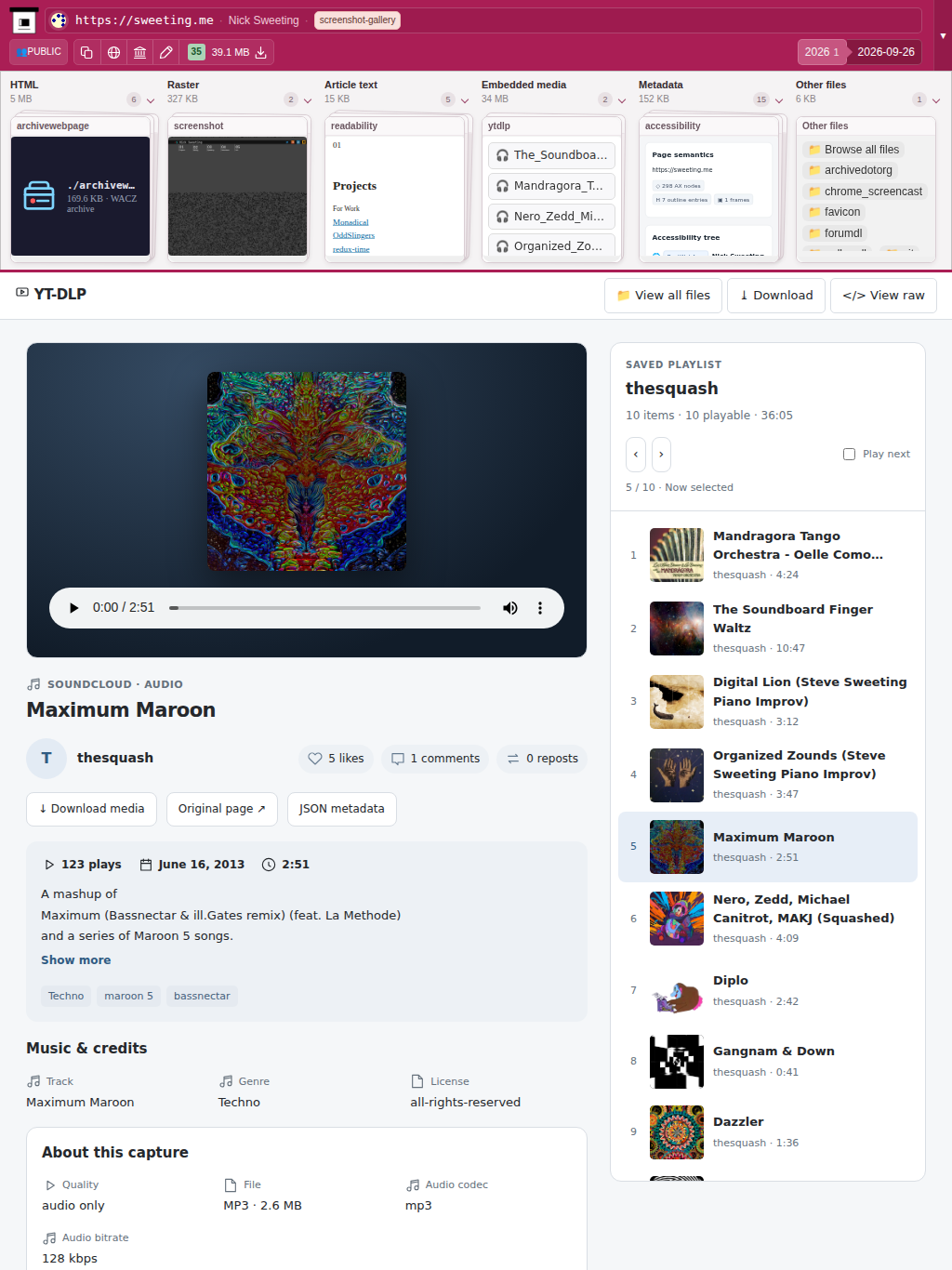 Snapshot View (ytdlp) — tablet