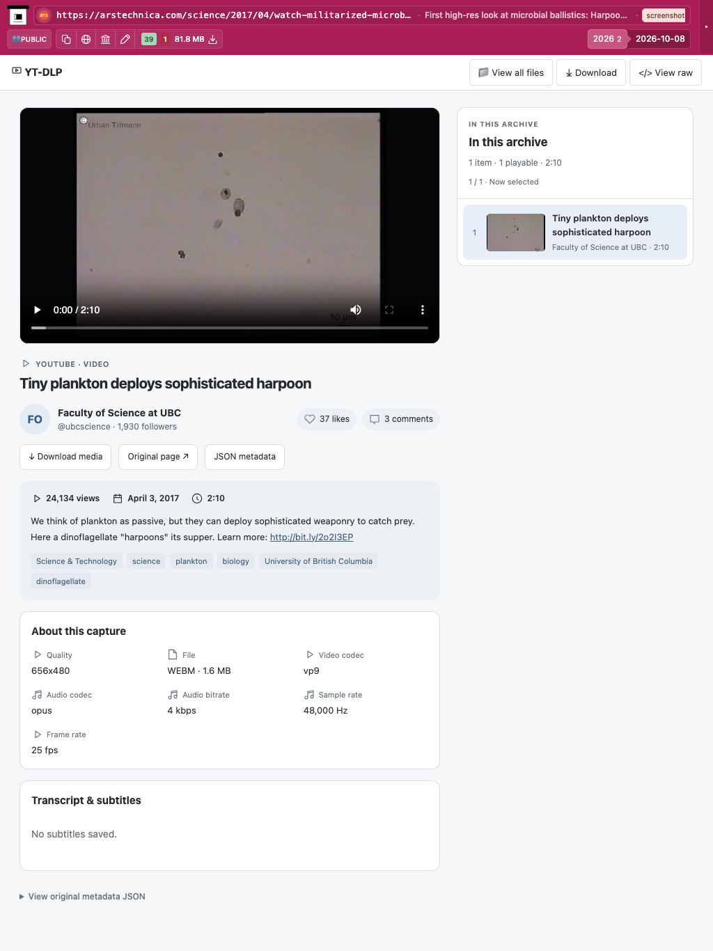 Snapshot View (ytdlp) — tablet