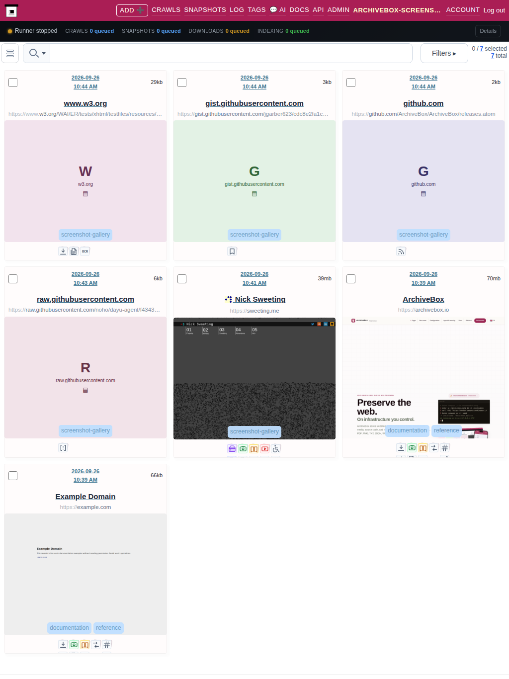 Snapshots grid — tablet