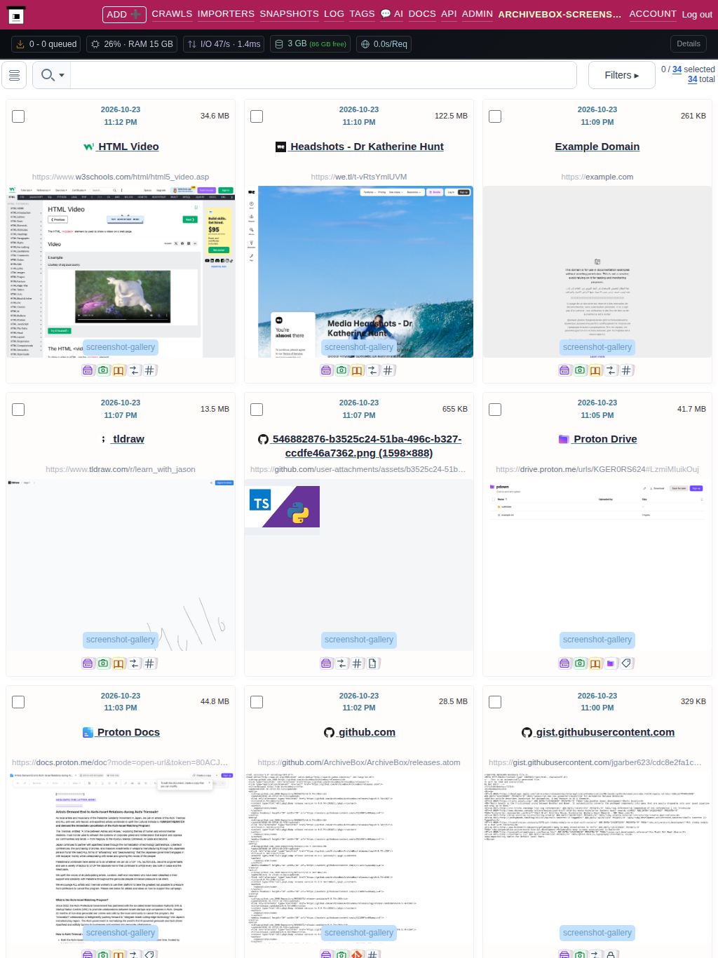 Snapshots grid — tablet