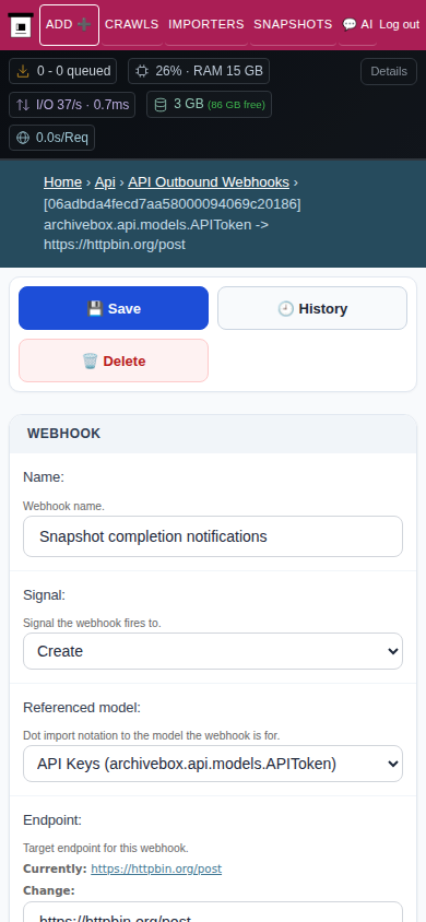 Webhook detail — mobile