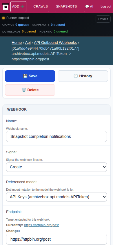 Webhook detail — mobile