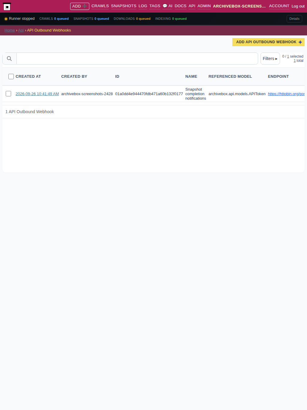 Webhooks — tablet