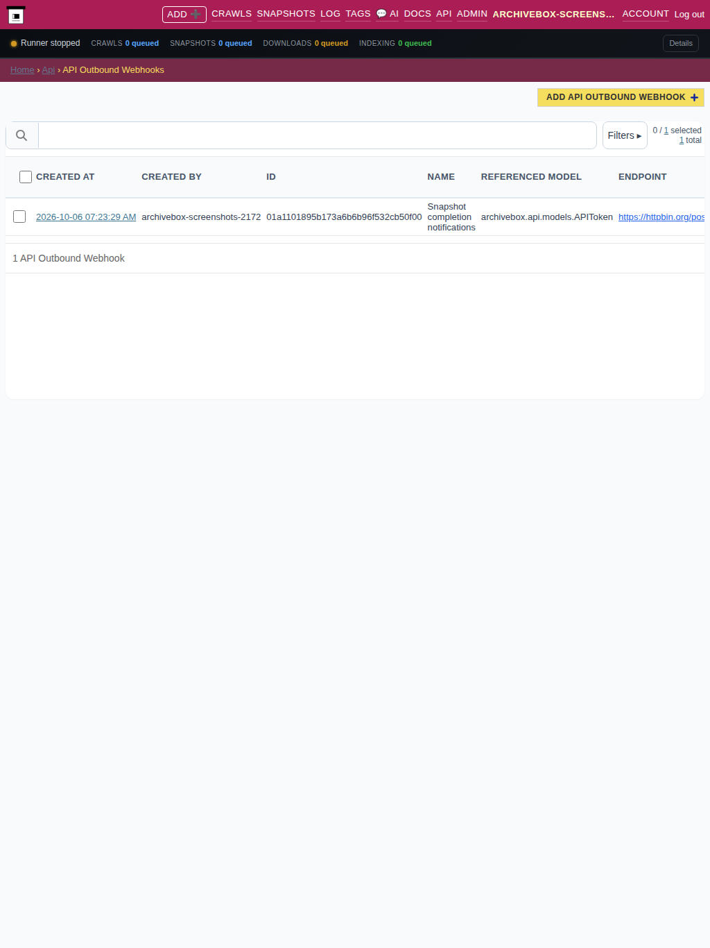Webhooks — tablet